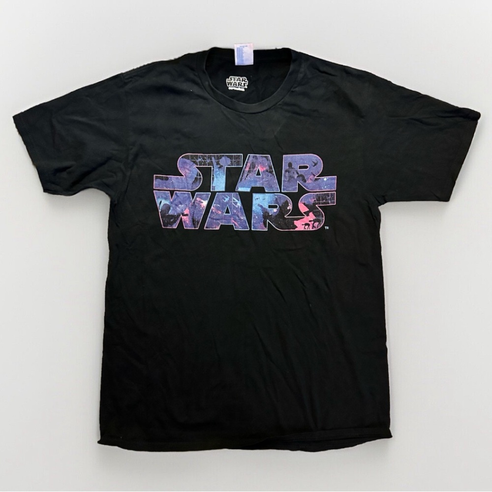 Star Wars Vintage Black Tee - Neon Shirt Logo Tshirt - New NWOT Medium M